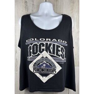 Vintage 1991 MLB Colorado Rockies Cropped Top Tank Top Shirt Large (23”x23”)